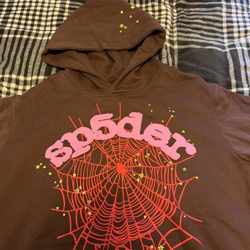 Sp5der hoodie brown size medium